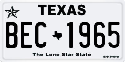 TX license plate BEC1965
