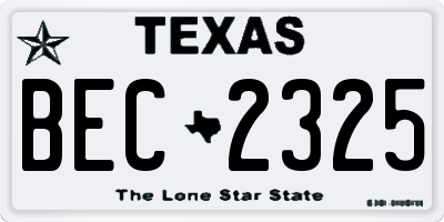 TX license plate BEC2325