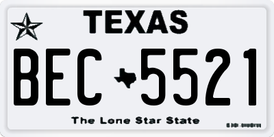 TX license plate BEC5521