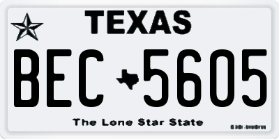 TX license plate BEC5605