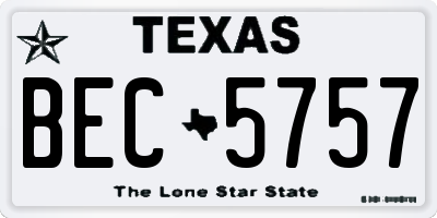TX license plate BEC5757