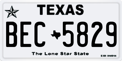 TX license plate BEC5829
