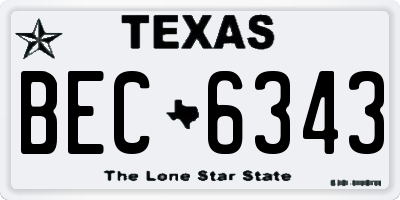 TX license plate BEC6343