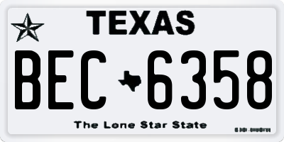 TX license plate BEC6358