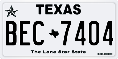TX license plate BEC7404