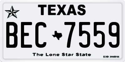 TX license plate BEC7559