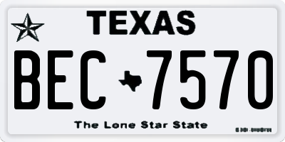TX license plate BEC7570