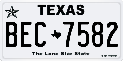 TX license plate BEC7582