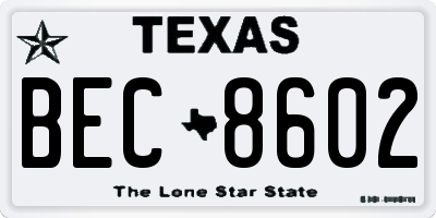 TX license plate BEC8602