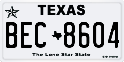TX license plate BEC8604