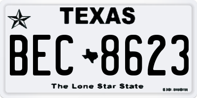 TX license plate BEC8623