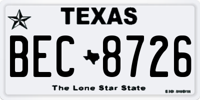 TX license plate BEC8726