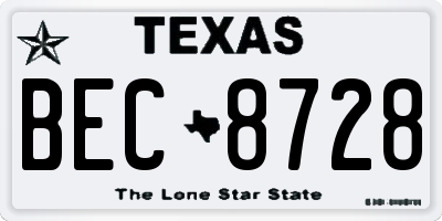 TX license plate BEC8728