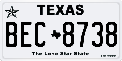 TX license plate BEC8738