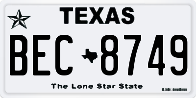 TX license plate BEC8749