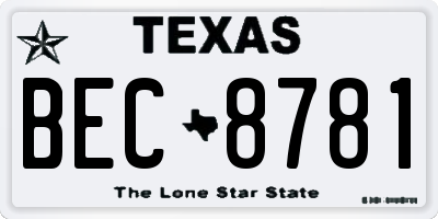 TX license plate BEC8781