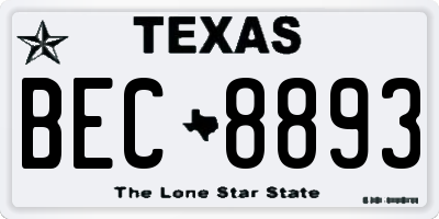 TX license plate BEC8893