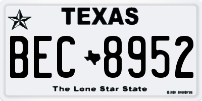 TX license plate BEC8952