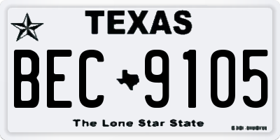 TX license plate BEC9105
