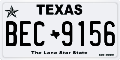 TX license plate BEC9156