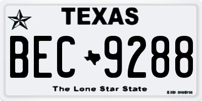 TX license plate BEC9288