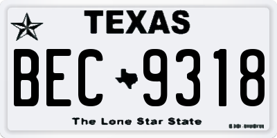 TX license plate BEC9318