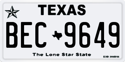 TX license plate BEC9649