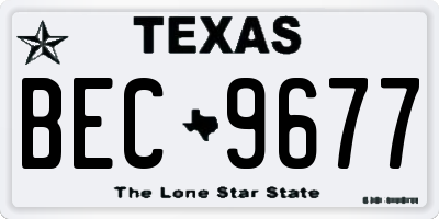 TX license plate BEC9677