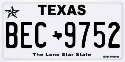 TX license plate BEC9752