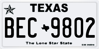 TX license plate BEC9802