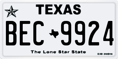 TX license plate BEC9924