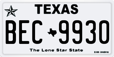TX license plate BEC9930