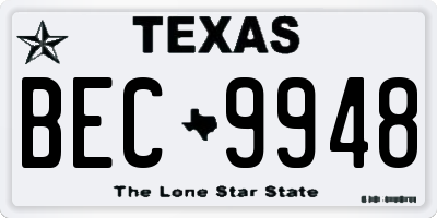 TX license plate BEC9948