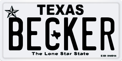 TX license plate BECKER