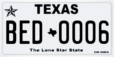 TX license plate BED0006