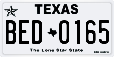 TX license plate BED0165