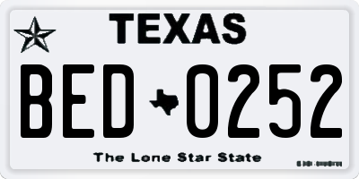 TX license plate BED0252
