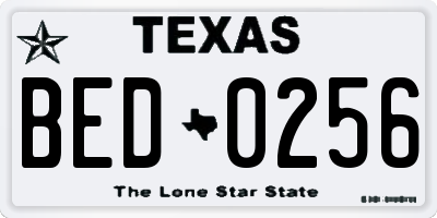 TX license plate BED0256