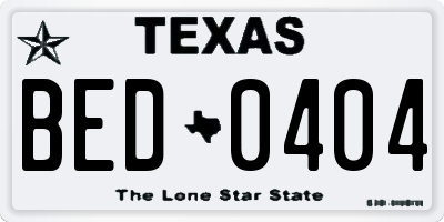 TX license plate BED0404