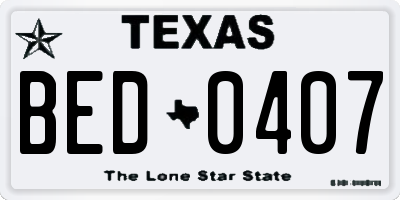 TX license plate BED0407