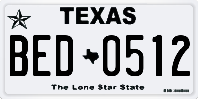TX license plate BED0512
