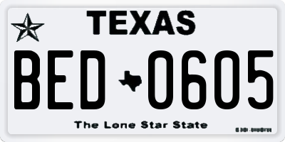 TX license plate BED0605