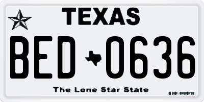 TX license plate BED0636