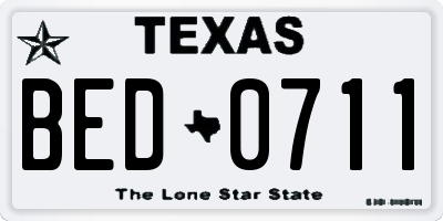 TX license plate BED0711