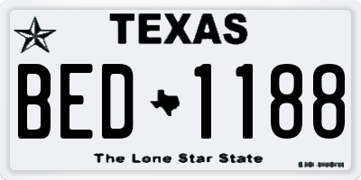 TX license plate BED1188