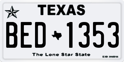 TX license plate BED1353
