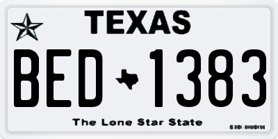 TX license plate BED1383