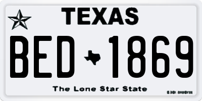 TX license plate BED1869