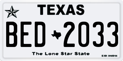 TX license plate BED2033