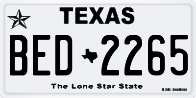 TX license plate BED2265